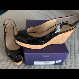 Stuart Weitzman “Jean” black patent wedge sandal